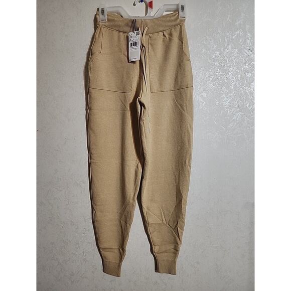 MNG Sweatpants Leggings Elastic Ankle XS Light Brown Pockets Drawstring - Picture 1 of 8